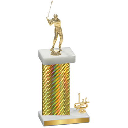 Accented Single Gold Carbon Fiber First Place Golf Trophy