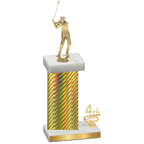 Accented Single Gold Carbon Fiber Fourth Place Golf Trophy