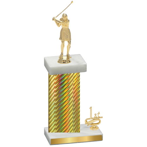 Accented Single Gold Carbon Fiber First Place Golf Trophy