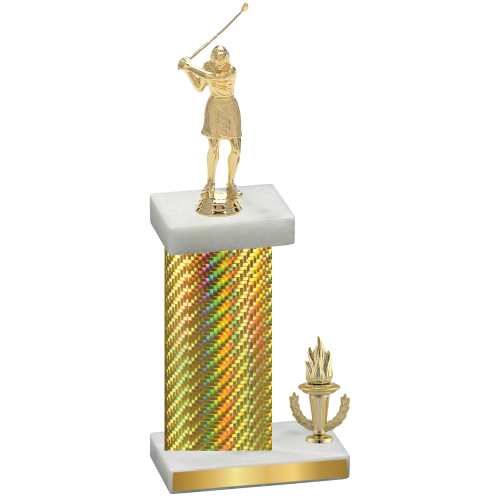 Accented Single Gold Carbon Fiber Victory Golf Trophy