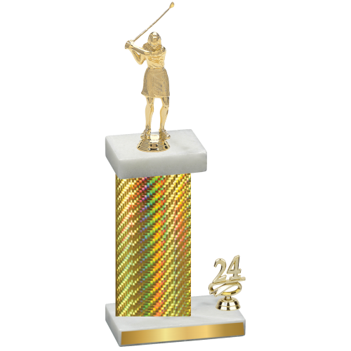 Accented Single Gold Carbon Fiber Year Golf Trophy