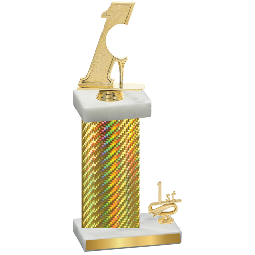 Accented Single Gold Carbon Fiber First Place Golf Trophy