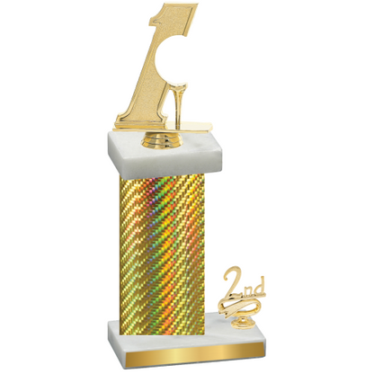 Accented Single Gold Carbon Fiber Second Place Golf Trophy