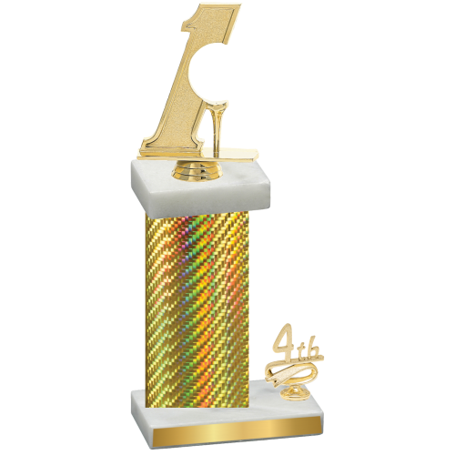 Accented Single Gold Carbon Fiber Fourth Place Golf Trophy