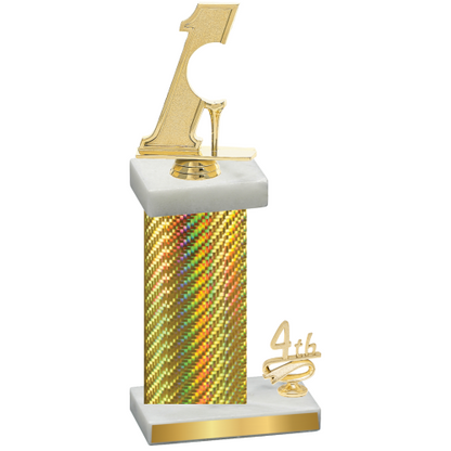 Accented Single Gold Carbon Fiber Fourth Place Golf Trophy