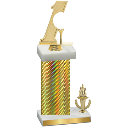 Accented Single Gold Carbon Fiber Victory Golf Trophy