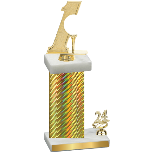 Accented Single Gold Carbon Fiber Year Golf Trophy