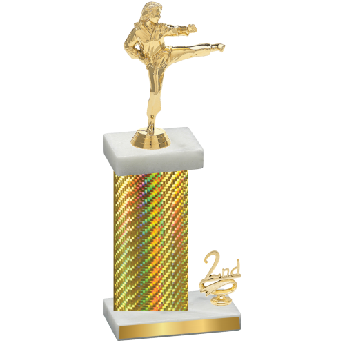 Accented Single Gold Carbon Fiber Second Place Karate Trophy