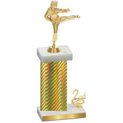 Accented Single Gold Carbon Fiber Second Place Karate Trophy