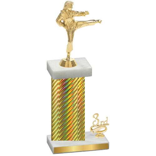 Accented Single Gold Carbon Fiber Third Place Karate Trophy