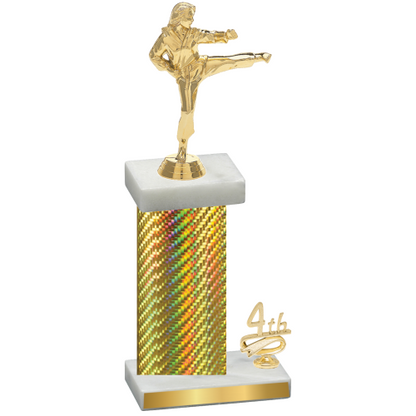 Accented Single Gold Carbon Fiber Fourth Place Karate Trophy