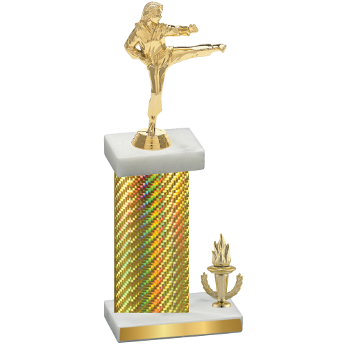 Accented Single Gold Carbon Fiber Victory Karate Trophy