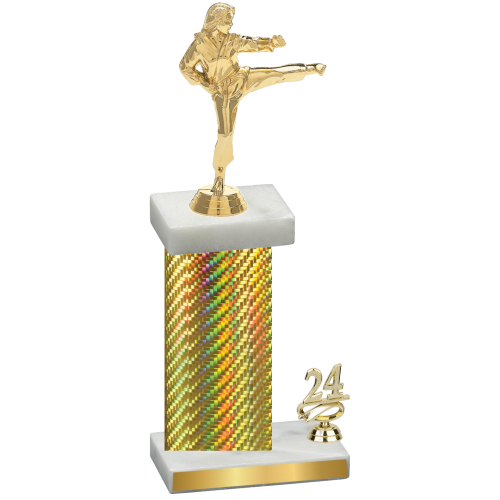 Accented Single Gold Carbon Fiber Year Karate Trophy