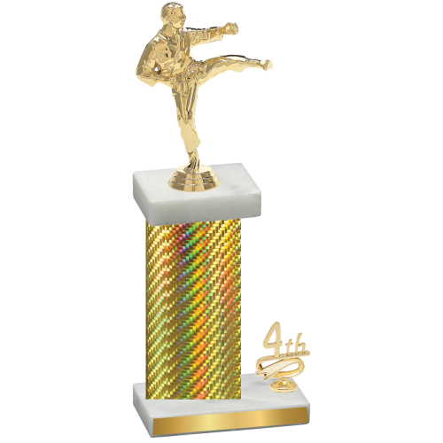 Accented Single Gold Carbon Fiber Fourth Place Karate Trophy