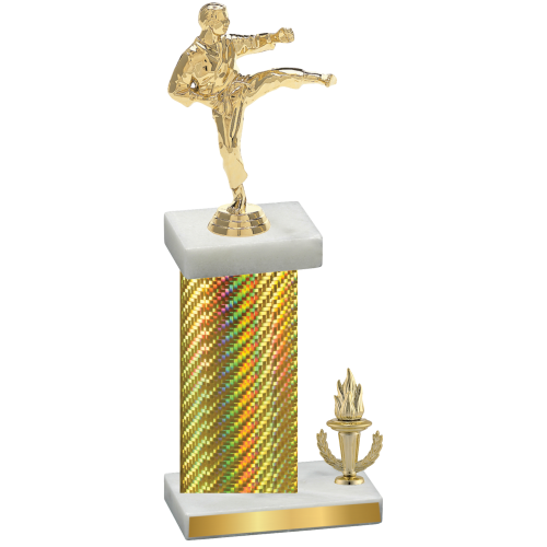 Accented Single Gold Carbon Fiber Victory Karate Trophy