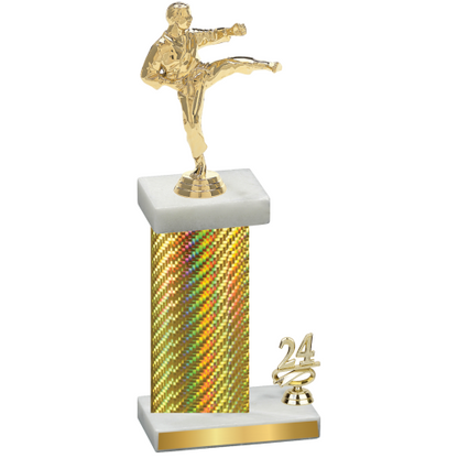 Accented Single Gold Carbon Fiber Year Karate Trophy