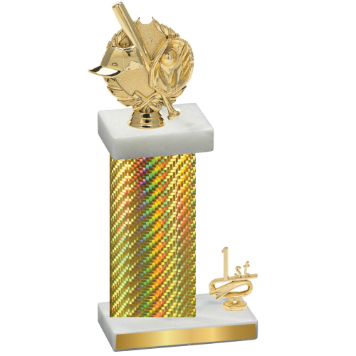 Accented Single Gold Carbon Fiber First Place Baseball Trophy