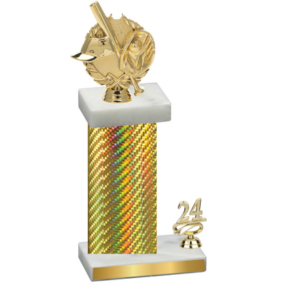 Accented Single Gold Carbon Fiber Year Baseball Trophy