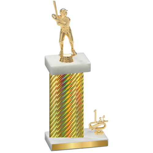 Accented Single Gold Carbon Fiber First Place Baseball Trophy