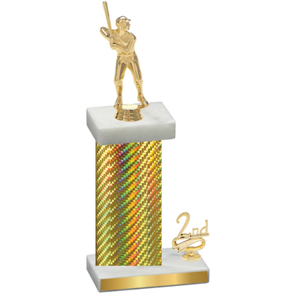 Accented Single Gold Carbon Fiber Second Place Baseball Trophy