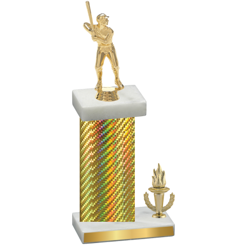 Accented Single Gold Carbon Fiber Victory Baseball Trophy