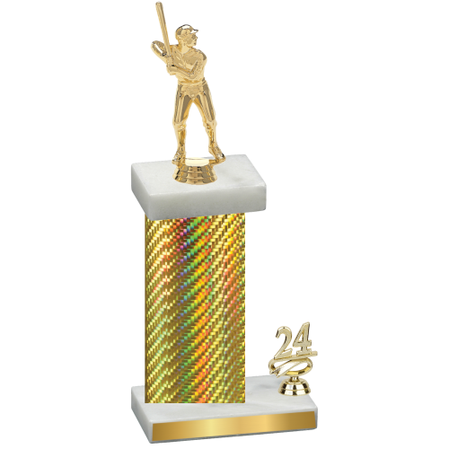 Accented Single Gold Carbon Fiber Year Baseball Trophy