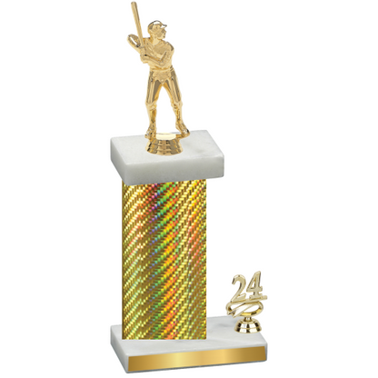 Accented Single Gold Carbon Fiber Year Baseball Trophy