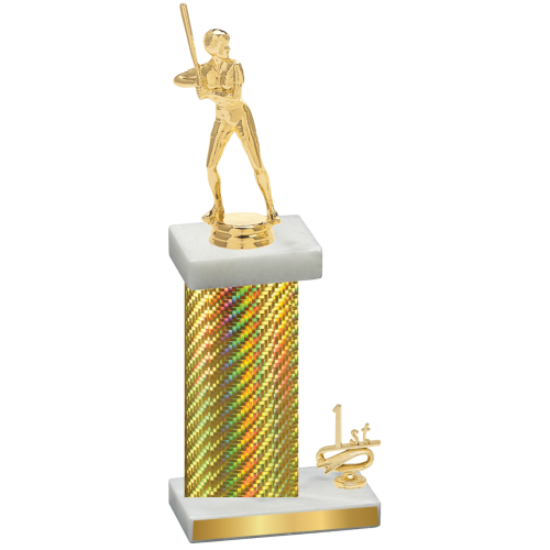 Accented Single Gold Carbon Fiber First Place Softball Trophy