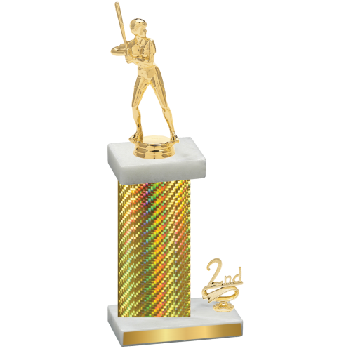 Accented Single Gold Carbon Fiber Second Place Softball Trophy
