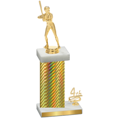 Accented Single Gold Carbon Fiber Fourth Place Softball Trophy