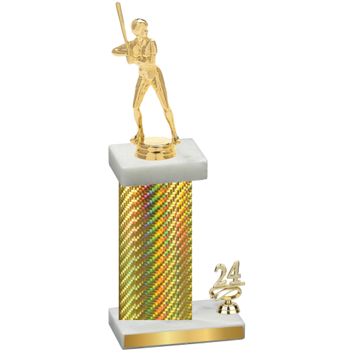 Accented Single Gold Carbon Fiber Year Softball Trophy