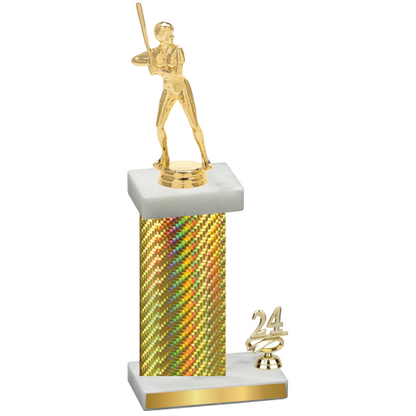 Accented Single Gold Carbon Fiber Year Softball Trophy