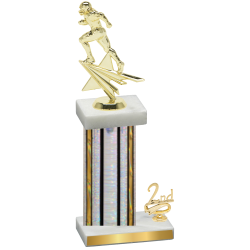Accented Single Silver Glacier Second Place Football Trophy