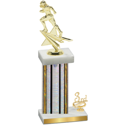 Accented Single Silver Glacier Third Place Football Trophy
