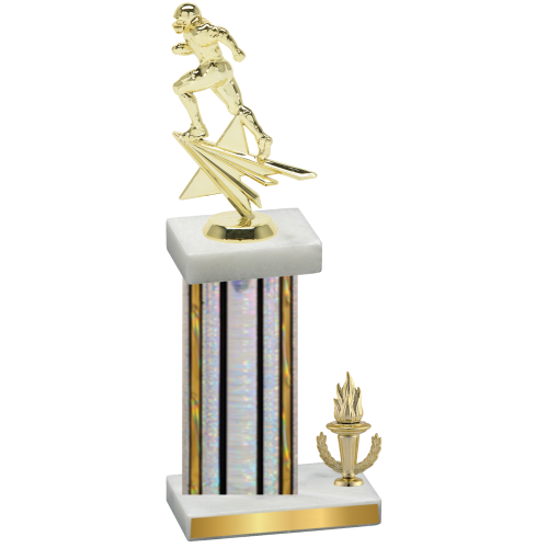 Accented Single Silver Glacier Victory Football Trophy