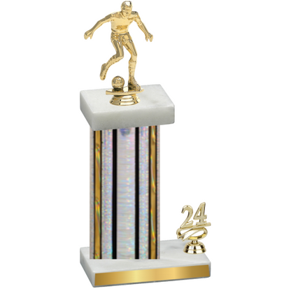 Accented Single Silver Glacier Year Soccer Trophy