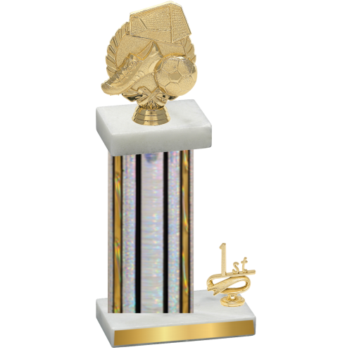 Accented Single Silver Glacier First Place Soccer Trophy