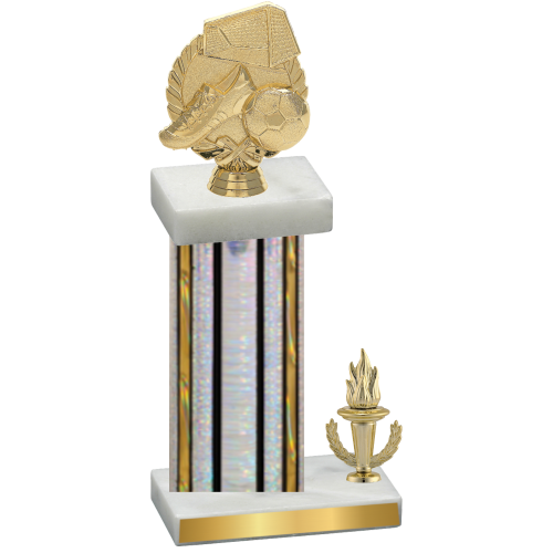 Accented Single Silver Glacier Victory Soccer Trophy
