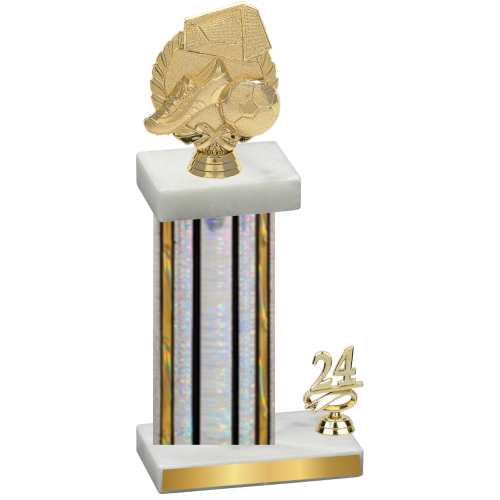 Accented Single Silver Glacier Year Soccer Trophy
