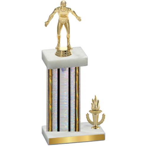 Accented Single Silver Glacier Victory Wrestling Trophy