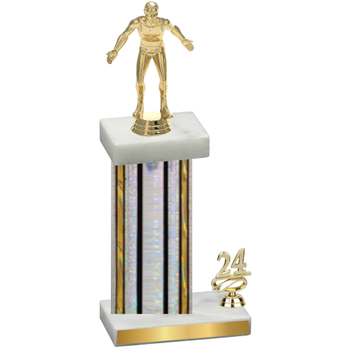 Accented Single Silver Glacier Year Wrestling Trophy