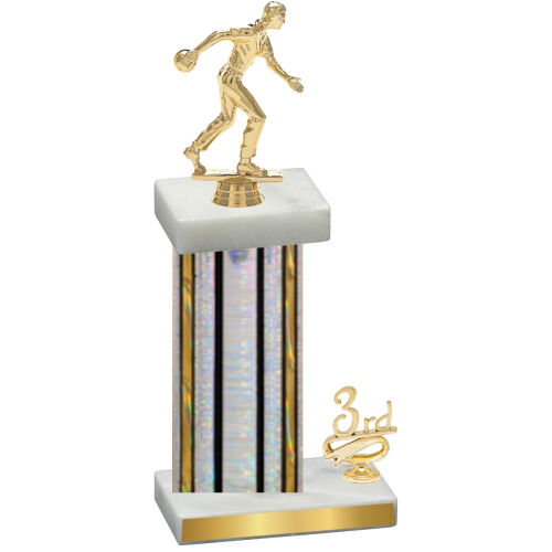 Accented Single Silver Glacier Third Place Bowling Trophy