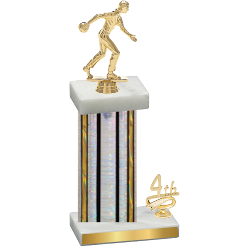 Accented Single Silver Glacier Fourth Place Bowling Trophy