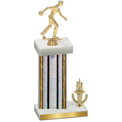 Accented Single Silver Glacier Victory Bowling Trophy