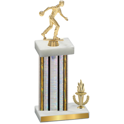 Accented Single Silver Glacier Victory Bowling Trophy