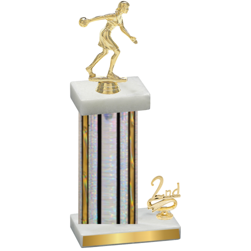 Accented Single Silver Glacier Second Place Bowling Trophy