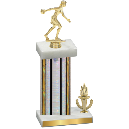 Accented Single Silver Glacier Victory Bowling Trophy