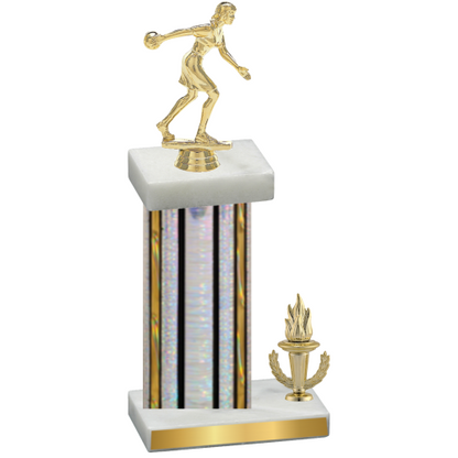 Accented Single Silver Glacier Victory Bowling Trophy