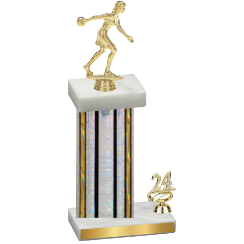 Accented Single Silver Glacier Year Bowling Trophy