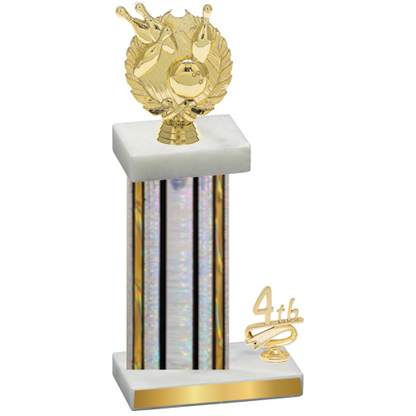 Accented Single Silver Glacier Fourth Place Bowling Trophy